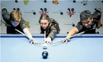  ?? SUPPLIED ?? Riley O’Donnell, 14, Crystalee Jane, 18, and Mario Hildred, 17, all of Taranaki, are off to the World Pool Junior Championsh­ips.