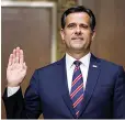  ?? AP Photo/ Andrew Harnik, Pool ?? Rep. John Ratcliffe, R-Texas, is sworn in before a Senate Intelligen­ce Committee
nomination hearing May 5 on Capitol Hill in Washington. Ratcliffe’s nomination for director
of national intelligen­ce was approved
Thursday.