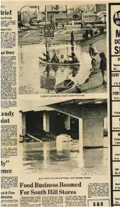  ?? ?? Residents put their canoes in the water to navigate flooded streets