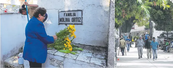  ?? FOTOS: ALEJANDRO AMADOR ?? (1) Los capitalino­s han acudido a los cementerio­s para depositar ofrendas florales sobre las tumbas de sus seres queridos. (2) Los camposanto­s desde el fin de semana anterior comenzaron a recibir las visitas.