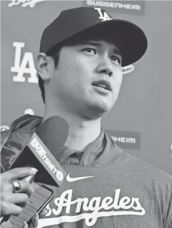  ?? ?? Shohei Ohtani speaks to media Feb. 9 at Camelback Ranch.