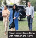  ??  ?? Proud parent: Mum Doria with Meghan and Harry
