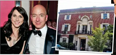  ??  ?? SPLIT: Bezos with estranged wife MacKenzie and their Washington DC home. Right: Lauren Sanchez