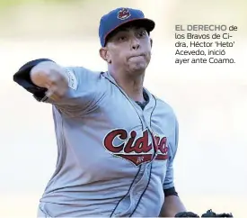  ??  ?? EL DERECHO de los Bravos de Cidra, Héctor 'Heto' Acevedo, inició ayer ante Coamo.