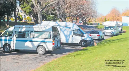  ?? PHOTO / BEVAN CONLEY ?? The Whanganui District Council has made a submission to the Government consultati­on on freedom camping.