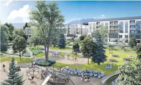  ??  ?? An artist’s rendering of Green on Queensbury, a project from Qualex Landmark Northern Limited Partnershi­p in North Vancouver.