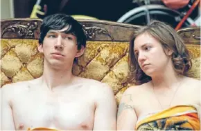  ??  ?? Confident selves: Adam Driver as Adam and writer/director Lena Dunham as Hannah in Girls.