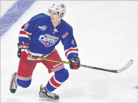  ?? JASON SIMMONDS/JOURNAL PIONEER ?? Summerside D. Alex MacDonald Ford Western Capitals defenceman Conor MacEachern has two goals and four assists for six points in six regular-season games since joining the Capitals in late September. The Caps host the St. Stephen Aces tonight at 7 p.m.