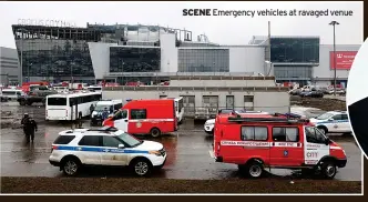  ?? ?? SCENE Emergency vehicles at ravaged venue