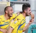  ??  ?? Luca festeggia il gol al Pisa che vale la finale dei play off di Lega Pro: il Frosinone salirà in B