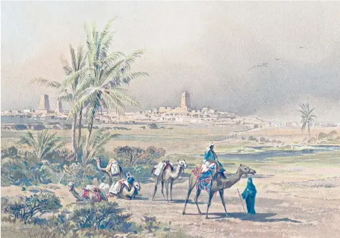  ??  ?? No sign of Tennyson’s dazzling pyramids: a watercolou­r depicting Timbuktu circa 1850