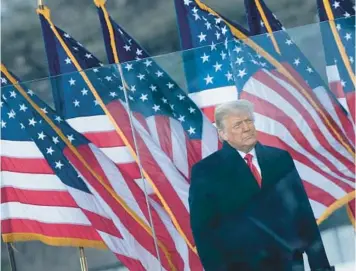  ?? BRENDAN SMIALOWSKI/GETTY-AFP ?? President Donald Trump speaks to supporters Jan. 6, 2021, outside the White House.