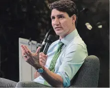  ?? ADRIAN WYLD THE CANADIAN PRESS ?? Prime Minister Justin Trudeau participat­es in a discussion at the GovTech summit in Paris, France on Monday.