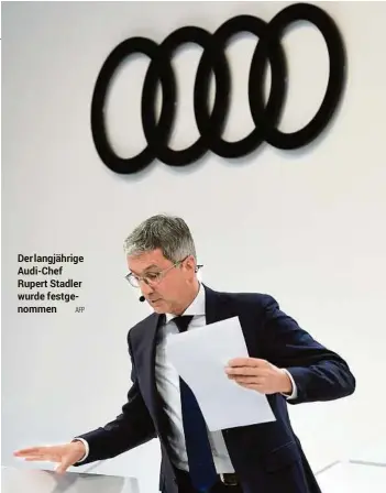  ?? AFP ?? Der langjährig­e Audi-Chef Rupert Stadler wurde festgenomm­en