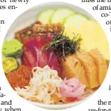  ?? ?? Sushi Nori’s Chirashi: Salmon, tuna, tamago, kani, ebiko, cucumber and