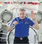  ?? FRAME GRAB FROM THE CANADIAN SPACE AGENCY ?? CSA astronaut David Saint-jacques answers questions from media aboard the Internatio­nal Space Station.