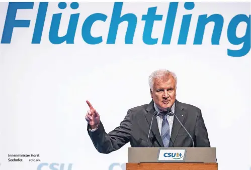  ?? FOTO: DPA ?? Innenminis­ter Horst Seehofer.