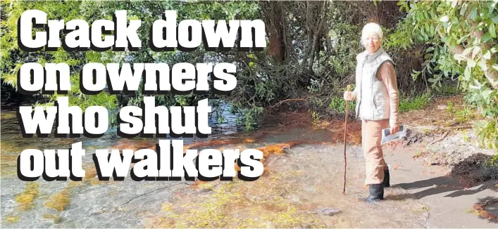  ??  ?? Laurie Burdett says a walkway along the Te Kopua Reserve and clearer definition of reserve boundaries would prevent walkers having to get wet feet, stop them inadverten­tly straying onto private property and prevent adjoining landowners from discouragi­ng lawful reserve access.