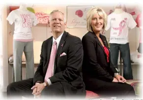  ?? Arkansas Democrat-gazette/ryan MCGEENEY ?? Carol Johnston and Mike Turner, both of Rogers, are the honorary co-chairmen of the 2012 Susan G. Komen Ozark Race for the Cure. The event aims to raise $1 million in the battle against breast cancer.