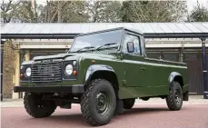  ??  ?? The prince’s choice: The Land Rover Defender that will be used to transport Philip’s coffin during the funeral procession. —AFP