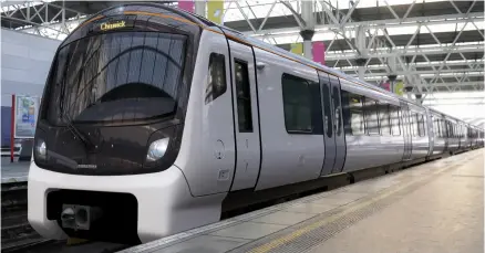  ??  ?? An artist’s impression of the new Aventra trains which will start running between London Waterloo and Wokingham from 2019