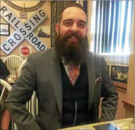  ?? PEG DEGRASSA — DIGITAL FIRST MEDIA ?? Drexel Hill resident Michael Wink, co-founder with Kevin Baxter of the Philadelph­ia Beard Festival, talks about the upcoming Festival on Sunday, April 29, which includes a 12-category beard competitio­n, music, food trucks, beard-related vendors, wine...