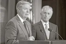  ?? Al Drago / New York Times ?? Sen. Lindsey Graham of South Carolina, left, and Sen. Bob Corker of Tennessee have heavily rebuked President Donald Trump for his response to the violence in Charlottes­ville, Va.