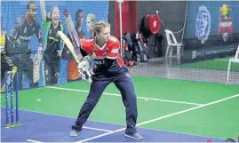  ??  ?? Pictured is Katie Winterton taking part in the Indoor Cricket World Cup in Dubai. Photo courtesy of PowerShots Photograph­y.