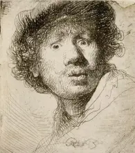 ??  ?? Självportr­ätt anno 1630 av en 24-årig Rembrandt van Rijn.