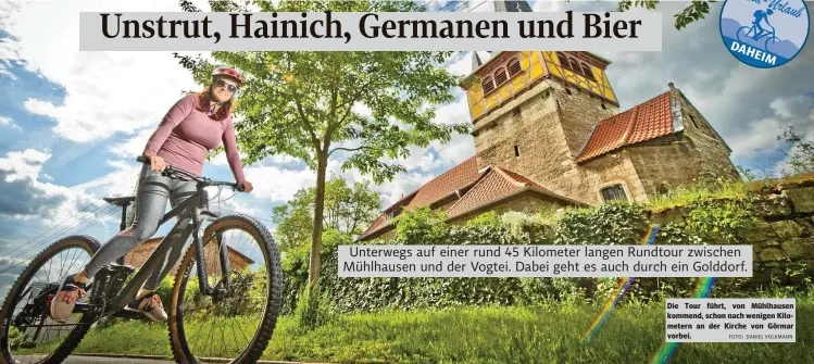  ?? FOTO: DANIEL VOLKMANN ?? Die Tour führt, von Mühlhausen kommend, schon nach wenigen Kilometern an der Kirche von Görmar vorbei.