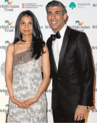  ?? // AFP ?? Akshata Murthy y Rishi Sunak en una gala celebrada en 2022