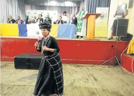  ?? Picture: SIKHO NTSHOBANE ?? ON FIRE: Pastor Nomso Phillips from the KSD Ministers’ Fraternal shows her passionate commitment during a mass prayer meeting at the Mthatha Town Hall on Wednesday.