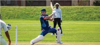  ?? Photo: Blake Linder ?? JP Ellis plays a shot onto the off-side in the Cavaliers’ first T20 match.