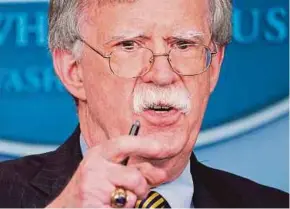  ?? AFP PIC ?? United States National Security Adviser John Bolton arrived in Moscow on Sunday for two days of talks.