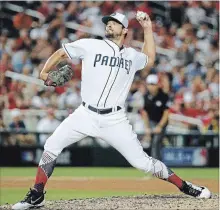  ?? ASSOCIATED PRESS FILE PHOTO ?? Known for his slider, Brad Hand joins the Cleveland Indians from San Diego. The Indians sent prospect Francisco Mejia to the Padres.