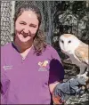  ?? THE AJC HOWARD POUSNER FOR ?? Sami Netherton, Wildlife Care Supervisor at AWARE Wildlife Center, is shownwith Boogie, a barn owl whowas hit by a car and is nowone of two dozen resident “ambassador­s” at the center. Boogie is unable to return to nature because of a wing injury that healed improperly.