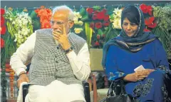  ?? EPA-EFE ?? Indian Prime Minister Narendra Modi with Indian Kashmir Chief Minister Mehbooba Mufti in Srinagar, the summer capital of Indian Kashmir, last month.