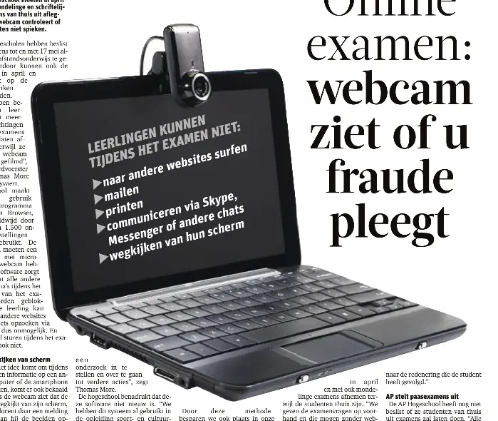 Digitaal examen webcam ziet wanneer u fraudeert PressReader
