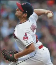  ?? DAVID DERMER — THE ASSOCIATED PRESS ?? Indians starting pitcher Trevor Bauer delivers in the second inning.