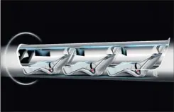  ?? PICTURE: AP PHOTO ?? A sketch released by Tesla Motors of the Hyperloop capsule with passengers onboard. Billionair­e entreprene­ur Elon Musk has unveiled a concept for a transport system he says would use a large tube with capsules inside that would float on air, travelling...