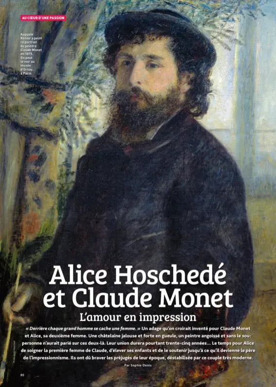  ??  ?? Auguste Renoir a peint ce portrait du peintre Claude Monet en 1875. On peut le voir au musée d’Orsay, à Paris.