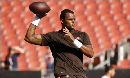  ?? Photograph: Kirk Irwin/AP ?? Deshaun Watson, banned for 11 games for alleged sexual misconduct after being accused by women in Texas of lewd actions during massage therapy sessions, has been away from the Browns since August.