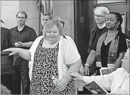  ?? [TOM DODGE/DISPATCH] ?? Denise Brooks, of Springfiel­d, shared her experience­s with debt due to payday loans at the Statehouse on Wednesday. She spoke during a rally to call for payday-lending reforms.