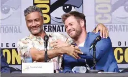  ?? — AFP ?? File photo shows Taika Waititi (L) and Chris Hemsworth from “Thor: Ragnarok” attending the Marvel Studios Presentati­on during San Diego Comic-Con Internatio­nal 2017.