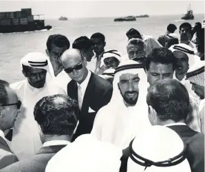  ??  ?? Nation building: Sheikh Zayed opens a temporary port at Abu Dhabi on May 28, 1969