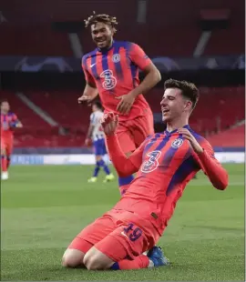  ??  ?? Mason Mount celebrates after scoring to put Chelsea in the lead