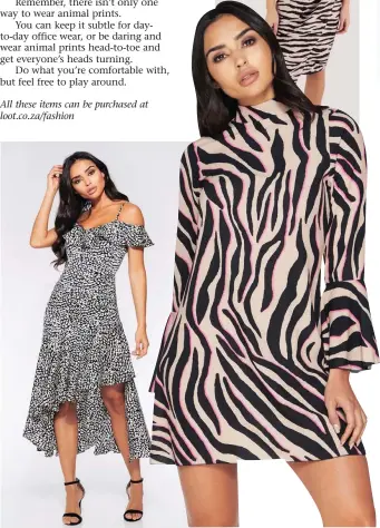  ??  ?? ZEBRA print dress in stone and pale pink.