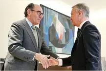  ?? ?? El lehendakar­i Íñigo Urkullu y el presidente de Iberdrola, Ignacio Galán, en una reunión a finales de 2022.