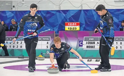  ?? ?? Runner-up Mark Watt in action at the Scottish Championsh­ips. Pic: Scottish Curling/Sandrine Wyrich