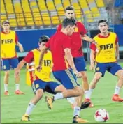  ?? PTI ?? Spain coach Santiago Denia said they are working on improving distributi­on and finding more space against Iran.